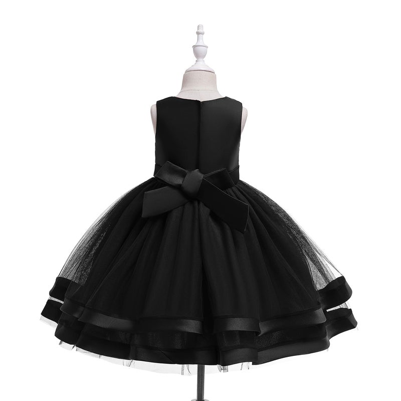 Glamulice Flower Girls Dress Black Ruffles Tulle Vintage Wedding Party Junior Bridesmaid Ball Gown Formal Pageant Birthday Dresses Funeral Kids Holiday Evening Prom Princess Gown 9 10 - Image 2